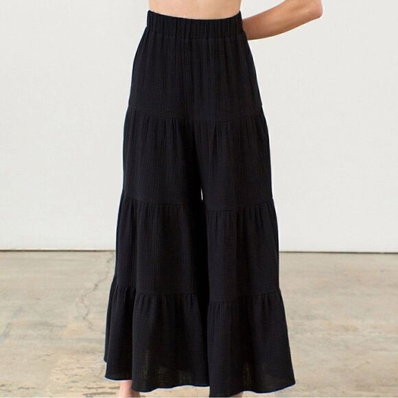 MARA HOFFMAN FULL CIRCLE SHELESEA FLARE PANTS IN BLACK NWT MEDIUM - Picture 6 of 6